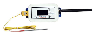 The Cooldown Device: a sensor with a small display and a yellow thermocouple probe lead