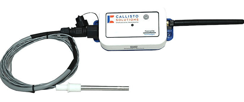 A MeridianCT standard device with an external stainless temperature probe on a cable